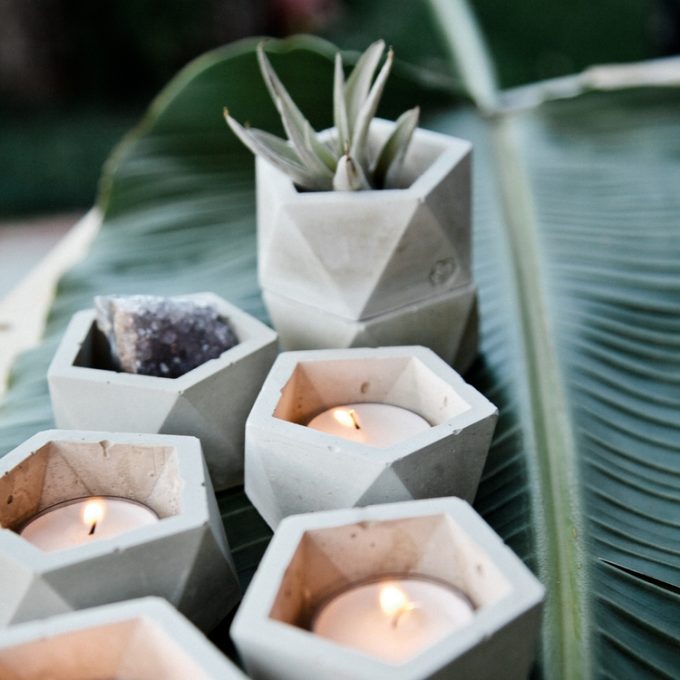 Concrete Geometric candle holders