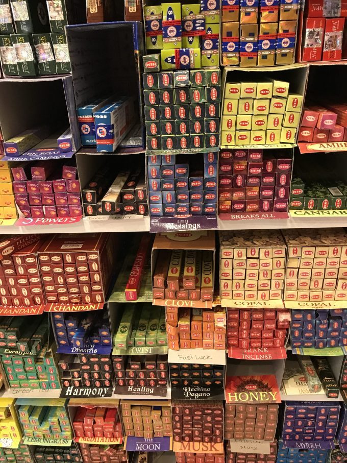 shelves of incense