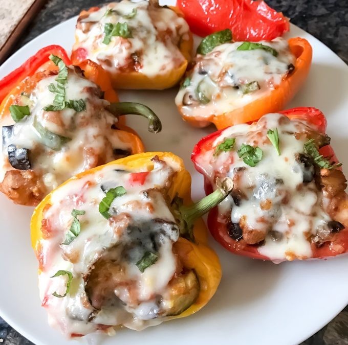 Rainbow Veggie Stuffed Peppers